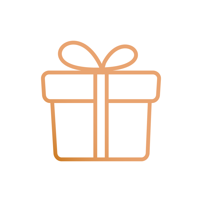 Line art of a party gift.