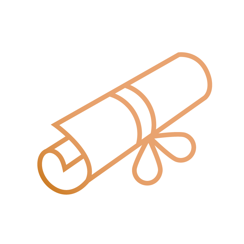 Icon of a graduation diploma.